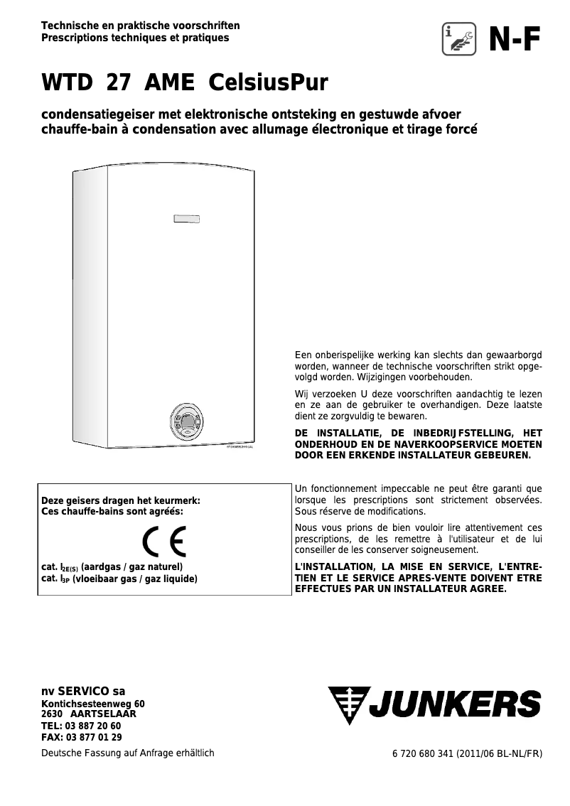 Page n°1 - Manuel utilisateur Junkers WTD 27 AME