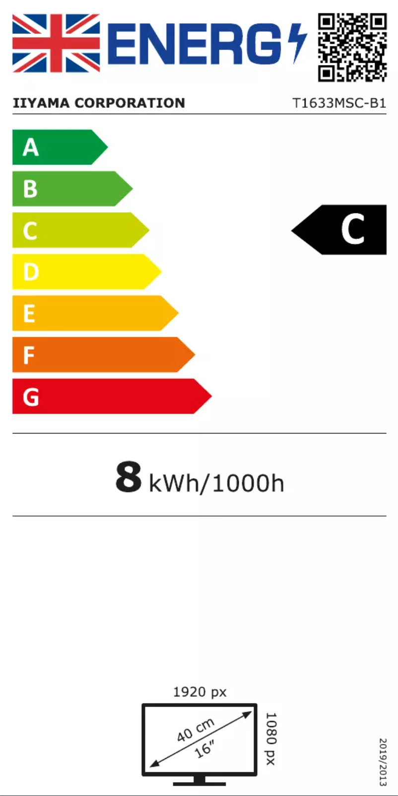 Page n°1 - Label énergétique Iiyama ProLite T1633MSC