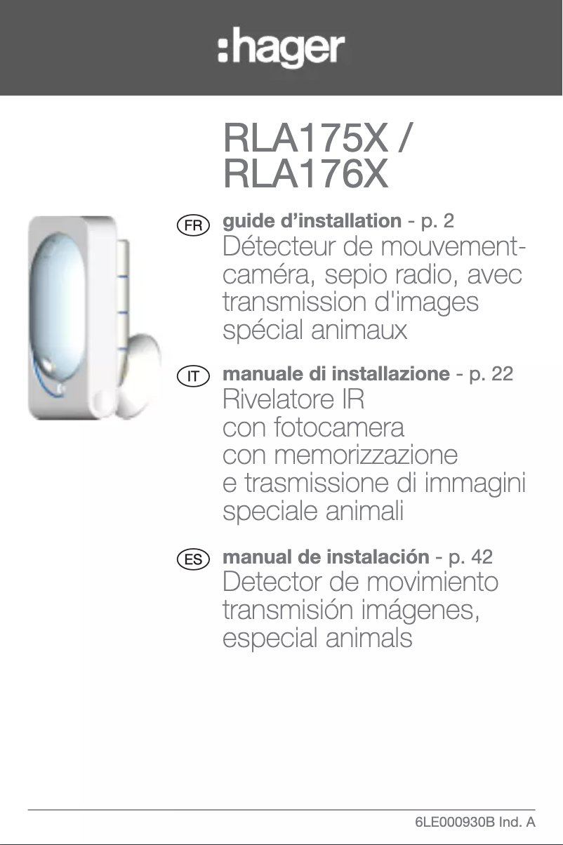 Page 1 de la notice Manuel utilisateur Hager RLA176X