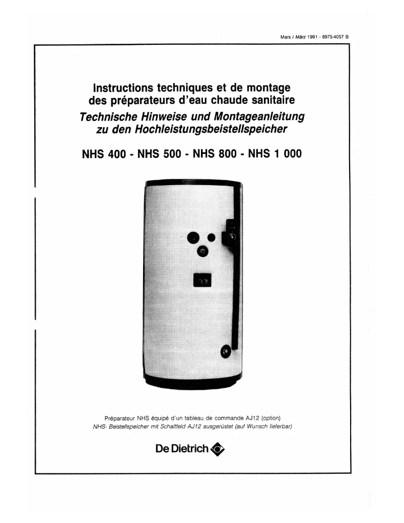 Page 1 de la notice Manuel utilisateur De Dietrich NHS 400