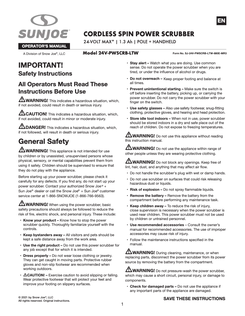 Image de la première page du manuel de l'appareil 24V-PWSCRB-LTW