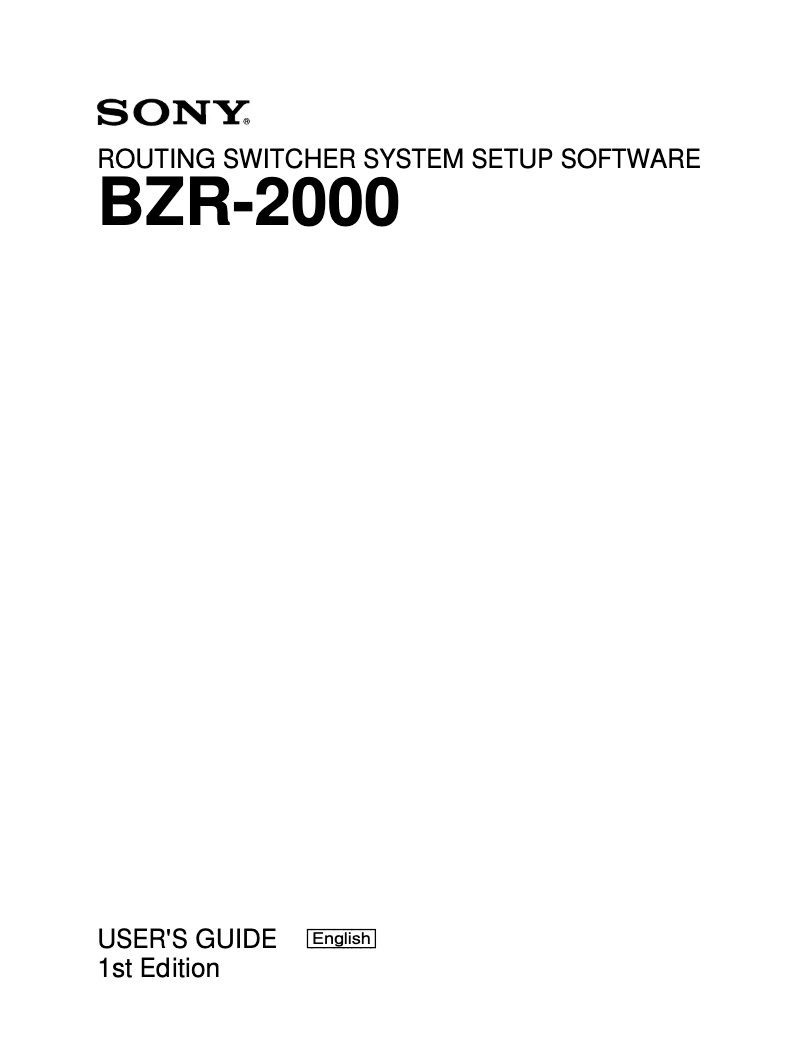 Page n°1 - Manuel utilisateur Sony BZR-2000