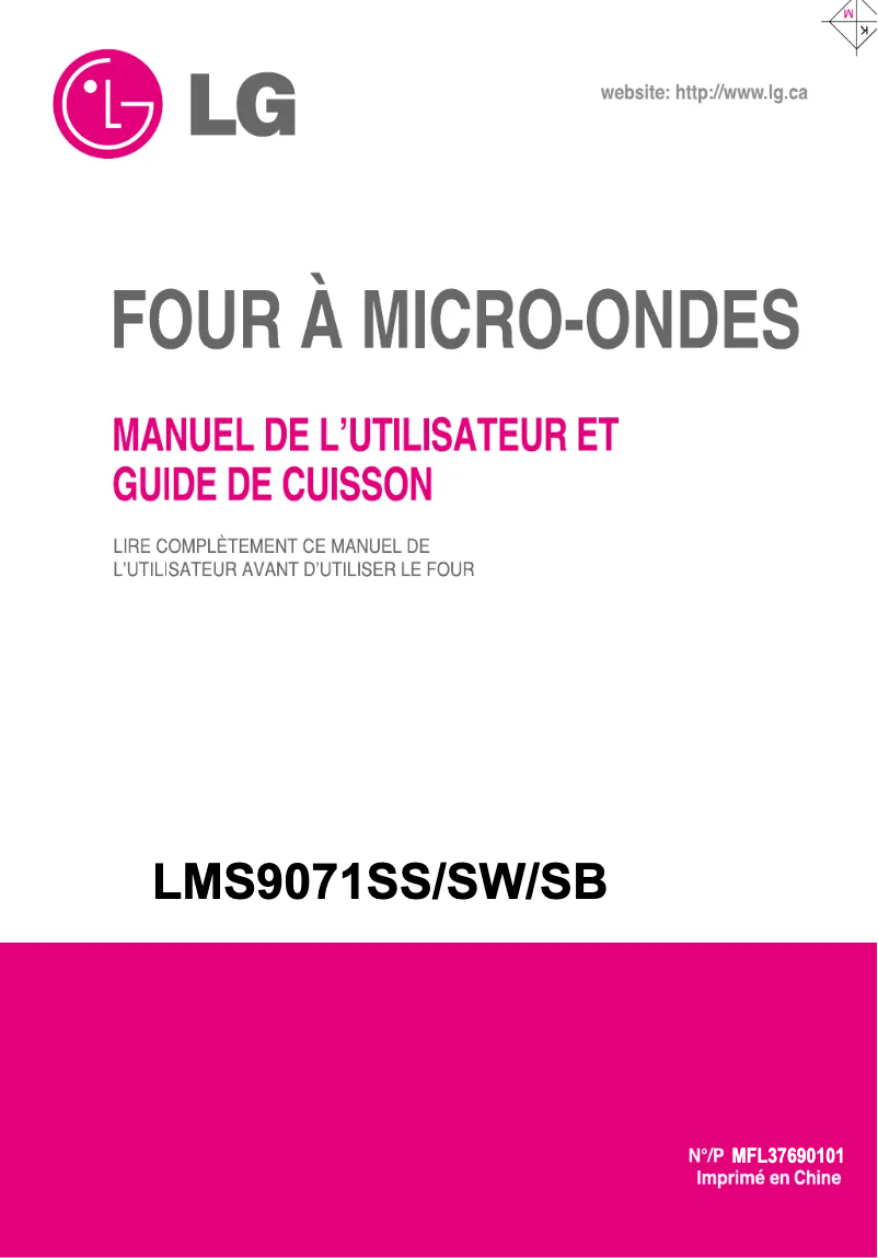 Page 1 de la notice Manuel utilisateur LG LMS9071SW