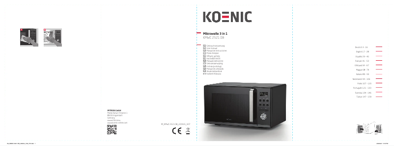 Page 1 de la notice Manuel utilisateur Koenic KMWC 2521 DB
