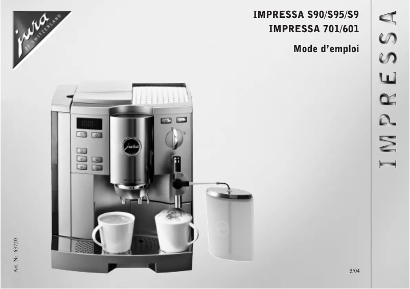 Page 1 de la notice Manuel utilisateur Jura IMPRESSA 601