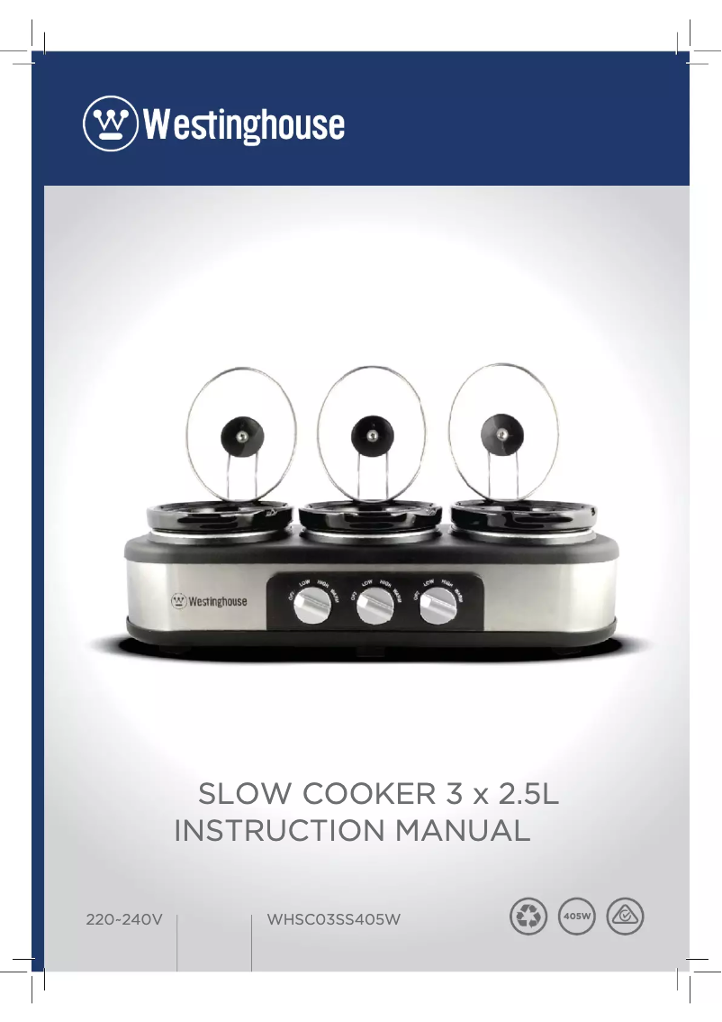 Page 1 de la notice Manuel utilisateur Westinghouse WHSC03SS