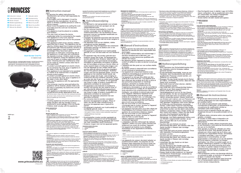 Page 1 de la notice Manuel utilisateur Princess Multi Wonder Chef Pro