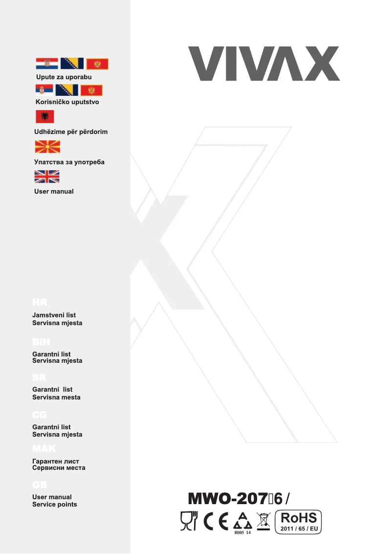 Page n°1 - Manuel utilisateur Vivax MWO-2076SL