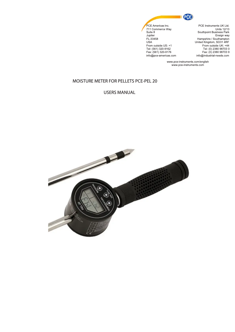 Page n°1 - Manuel utilisateur PCE Instruments PCE-PEL 20