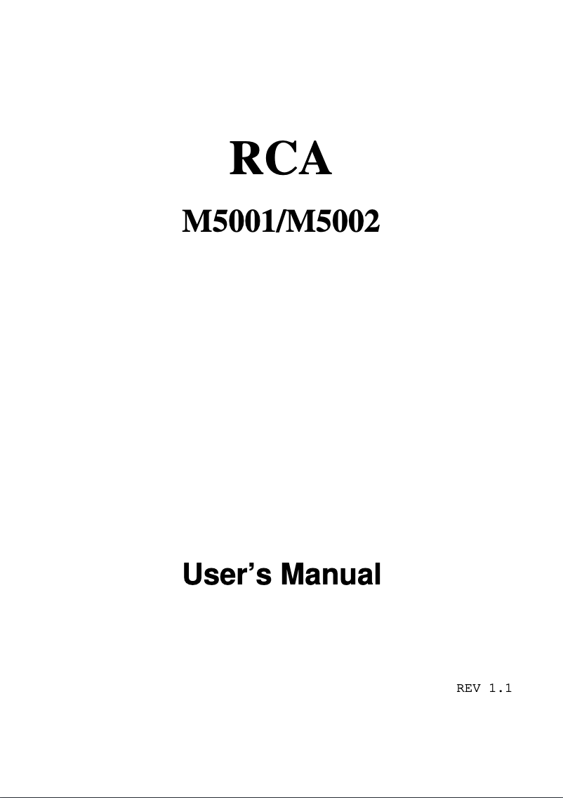 Page n°1 - Manuel utilisateur RCA Opal M5001