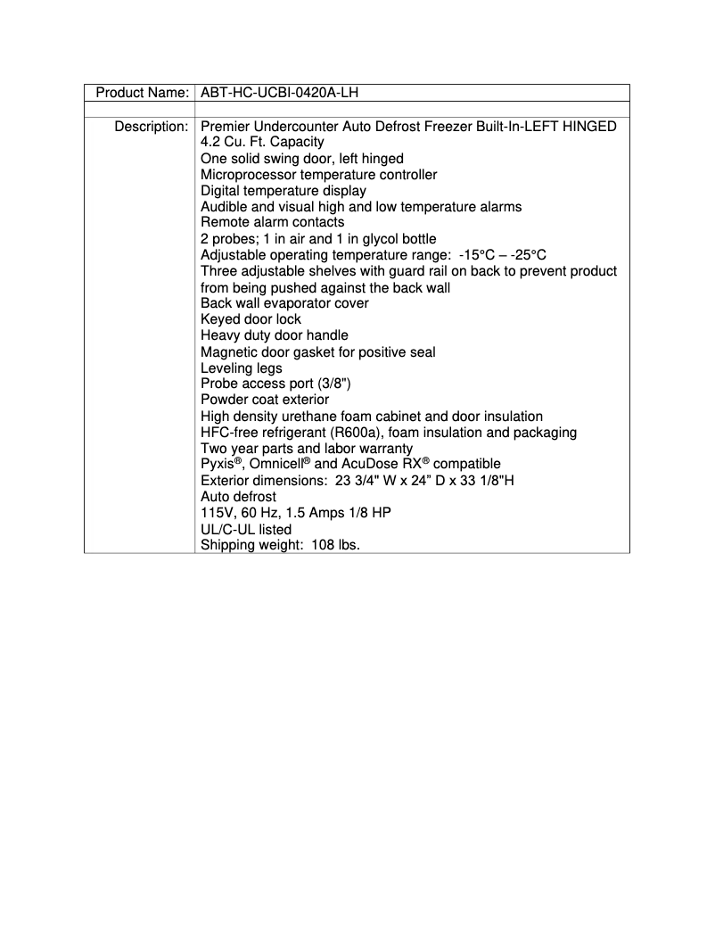 Image de la première page du manuel de l'appareil ABT-HC-UCBI-0420A-LH