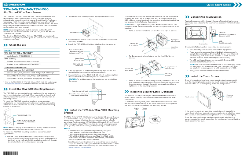 Page n°1 - Manuel utilisateur Crestron TSW-760-B-S