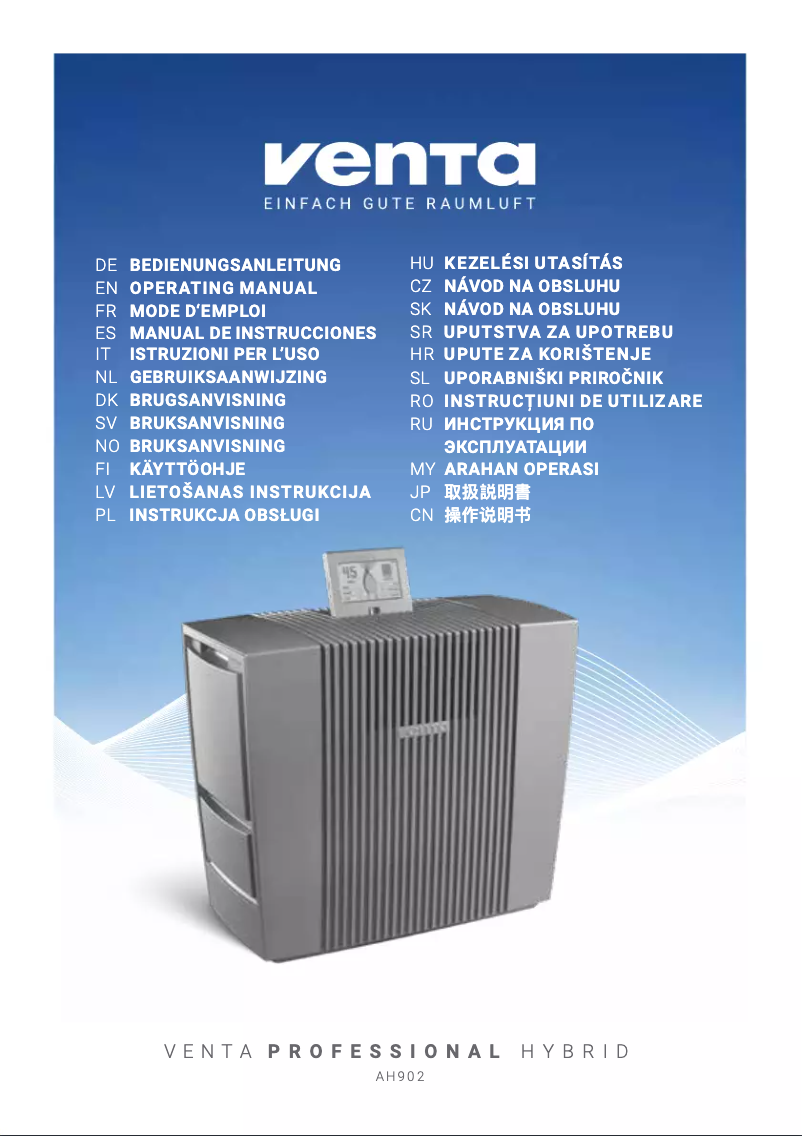 Page 1 de la notice Manuel utilisateur Venta AH902 Professional