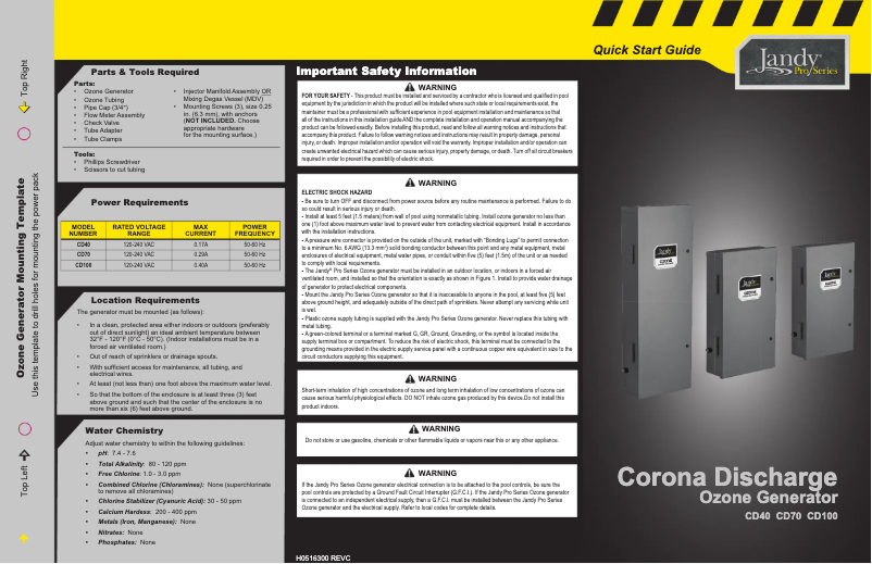 Page n°1 - Guide de démarrage rapide JANDY Ozone CD100