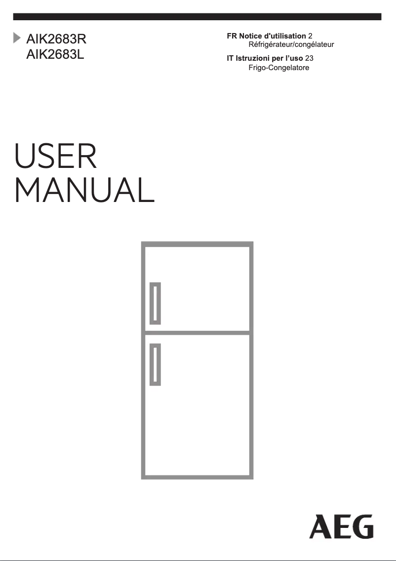 Page 1 de la notice Manuel utilisateur AEG AIK2683L