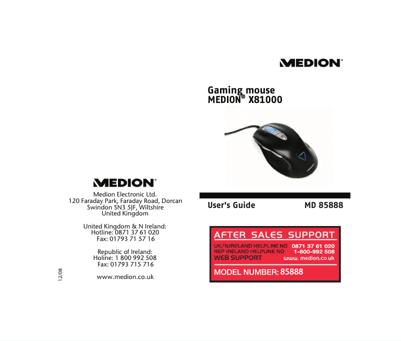 Page 1 de la notice Manuel utilisateur Medion LIFE X81000 (MD 85888)