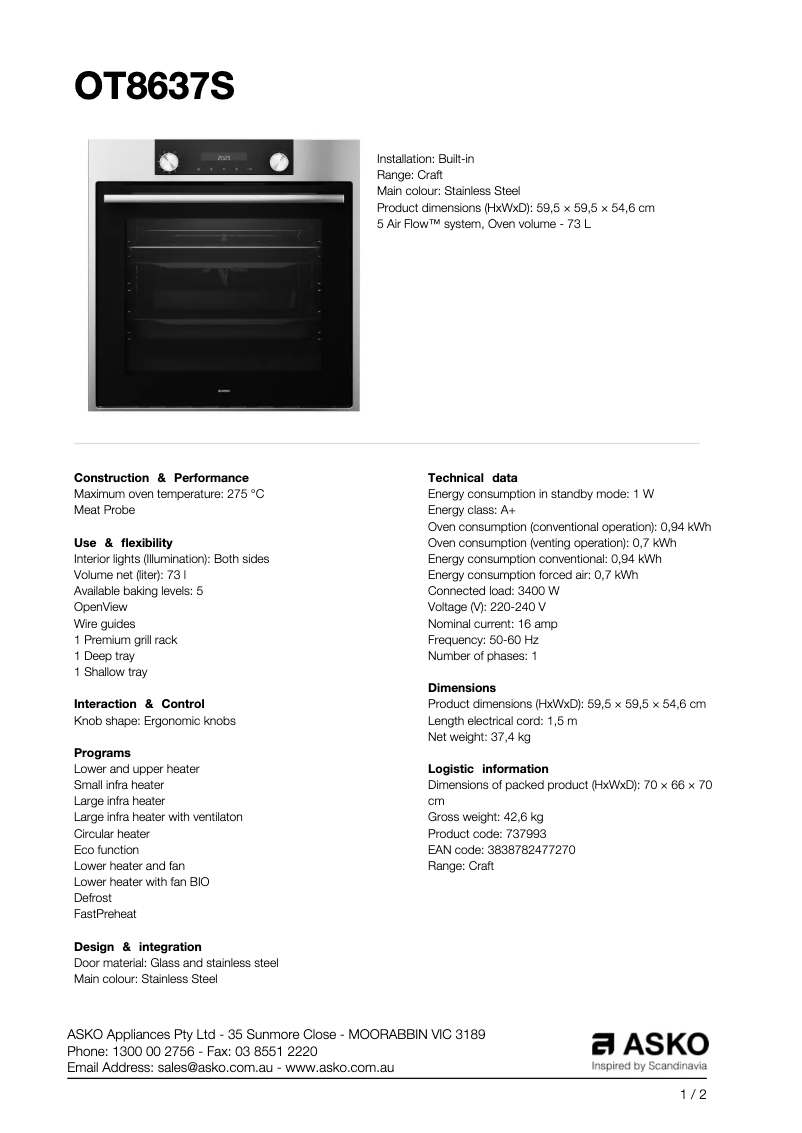 Image de la première page du manuel de l'appareil OT8637S