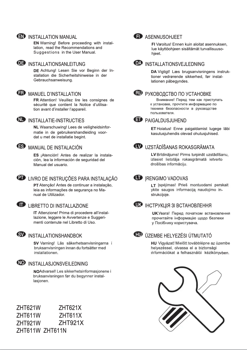 Image de la première page du manuel de l'appareil ZHT611X