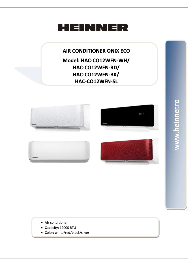 Página 1 del manual Manual de usuario Heinner HAC-CO12WFN-RD