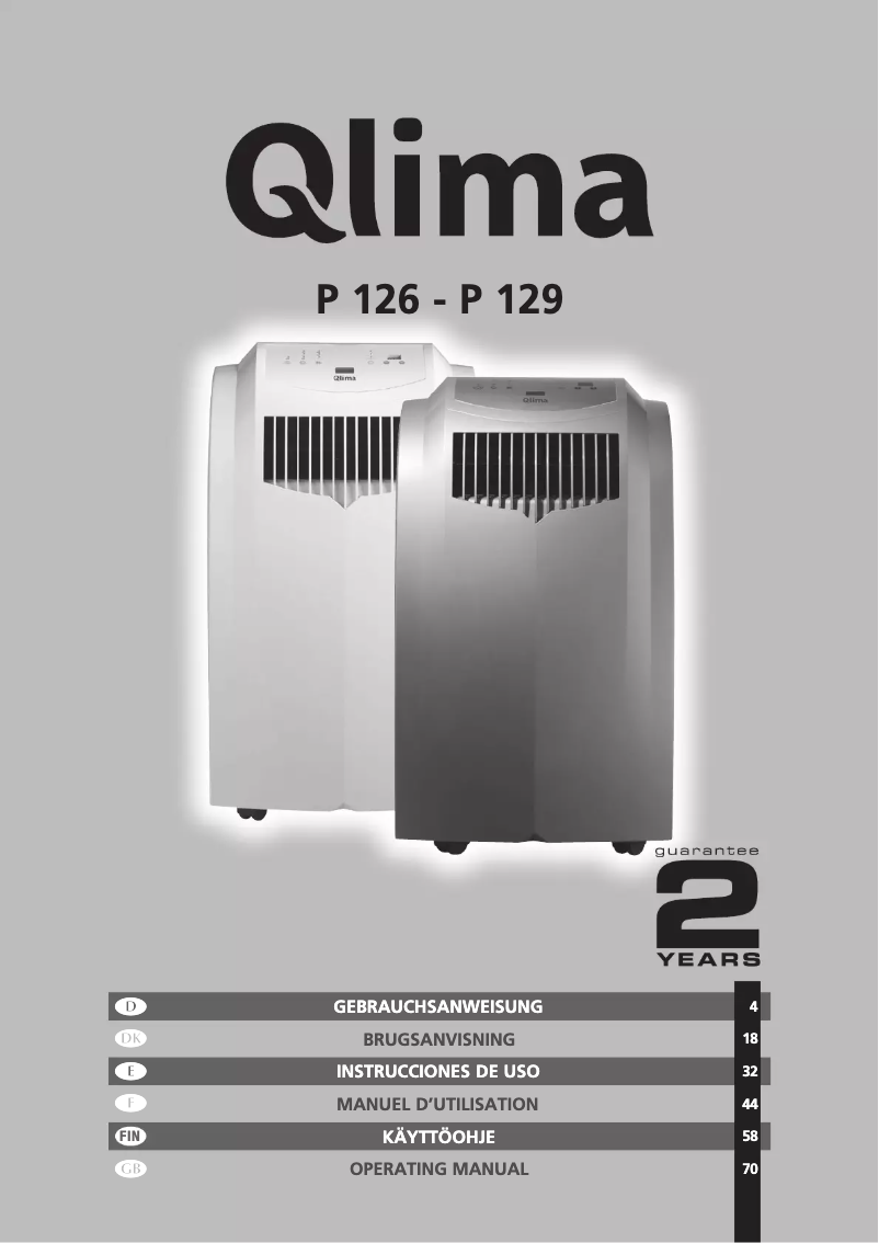 Page 1 de la notice Manuel utilisateur Qlima P 129