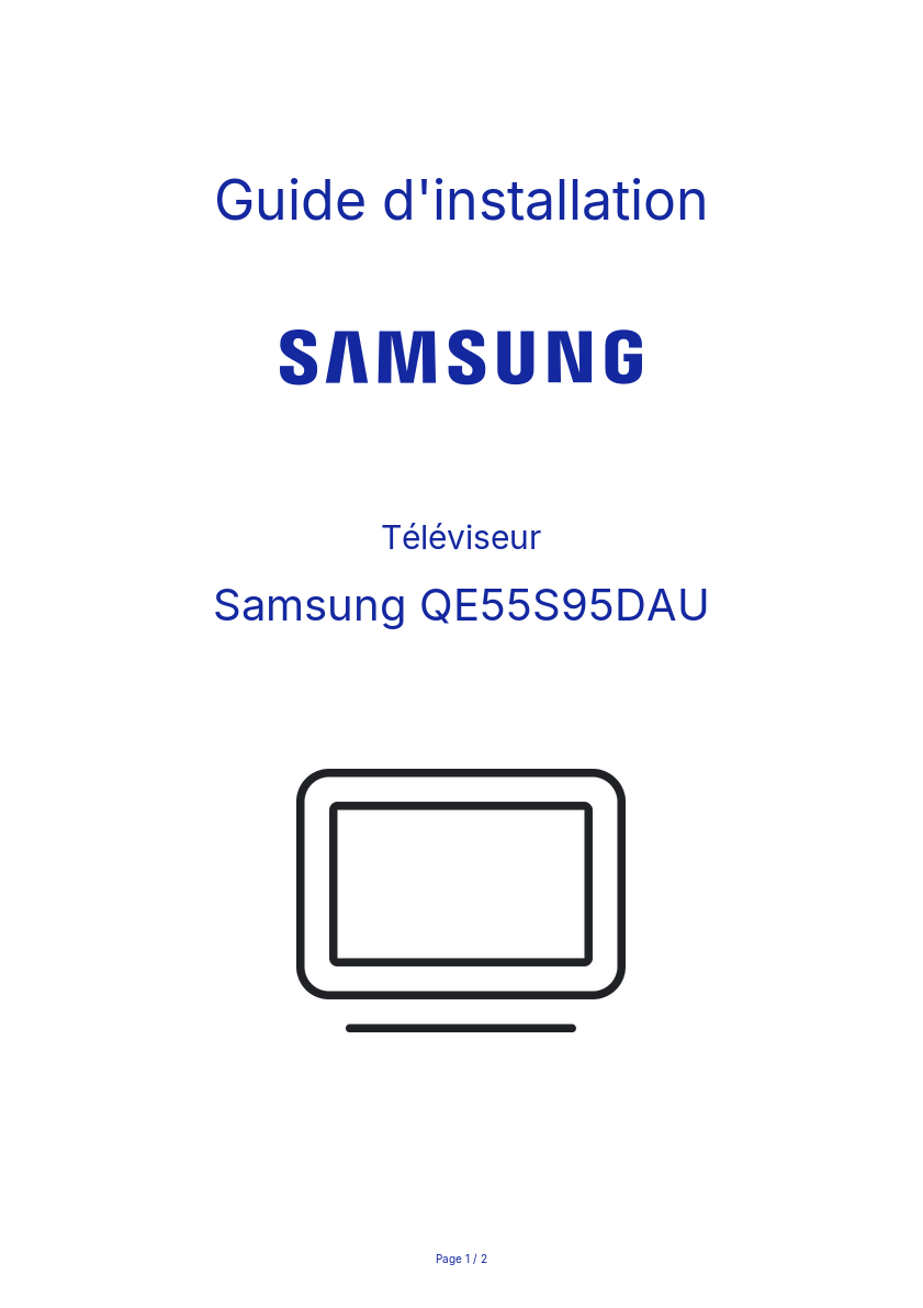 Page n°1 - Guide d'installation Samsung QE55S95DAU