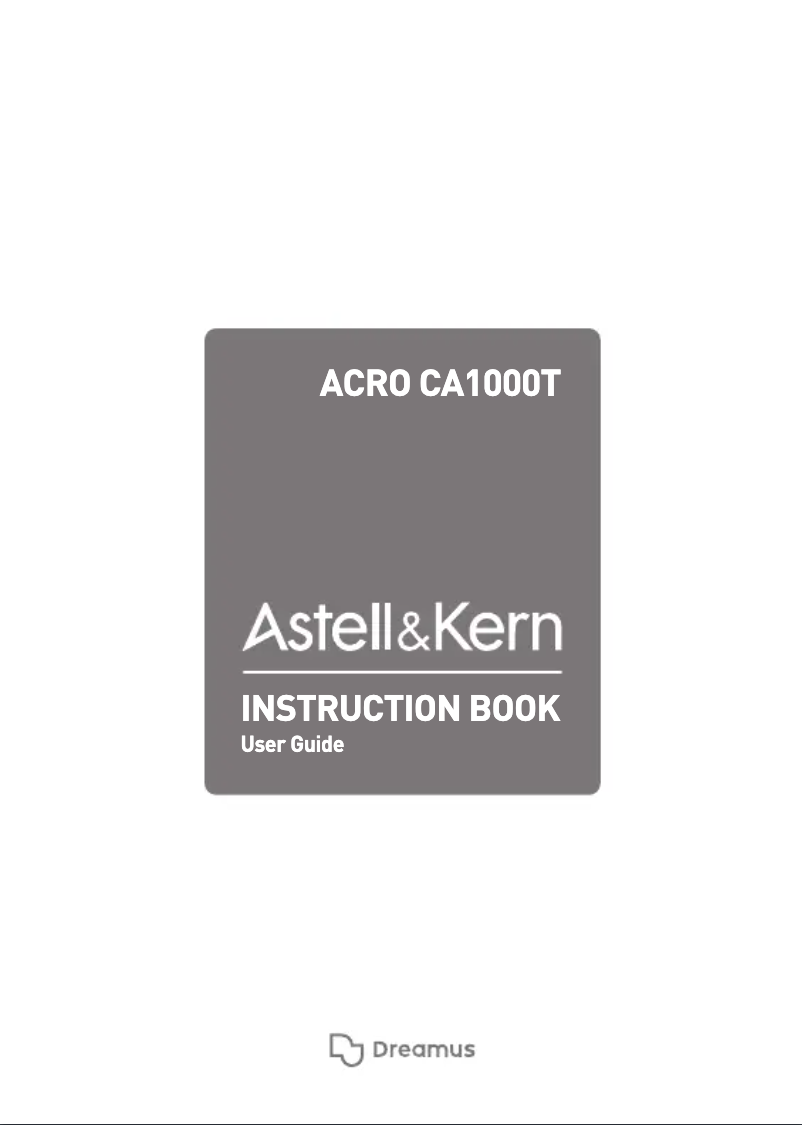 Page 1 de la notice Manuel utilisateur Astell&Kern ACRO CA1000T