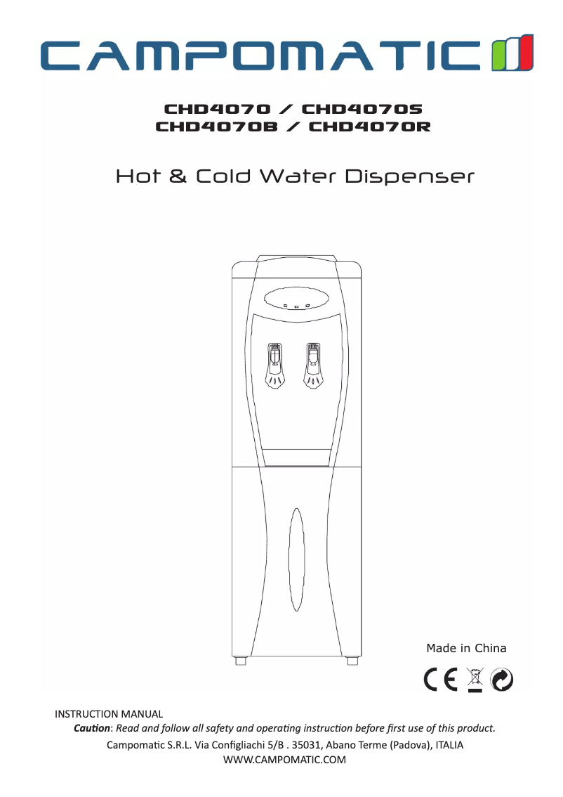 Page n°1 - Manuel utilisateur Campomatic CHD4070