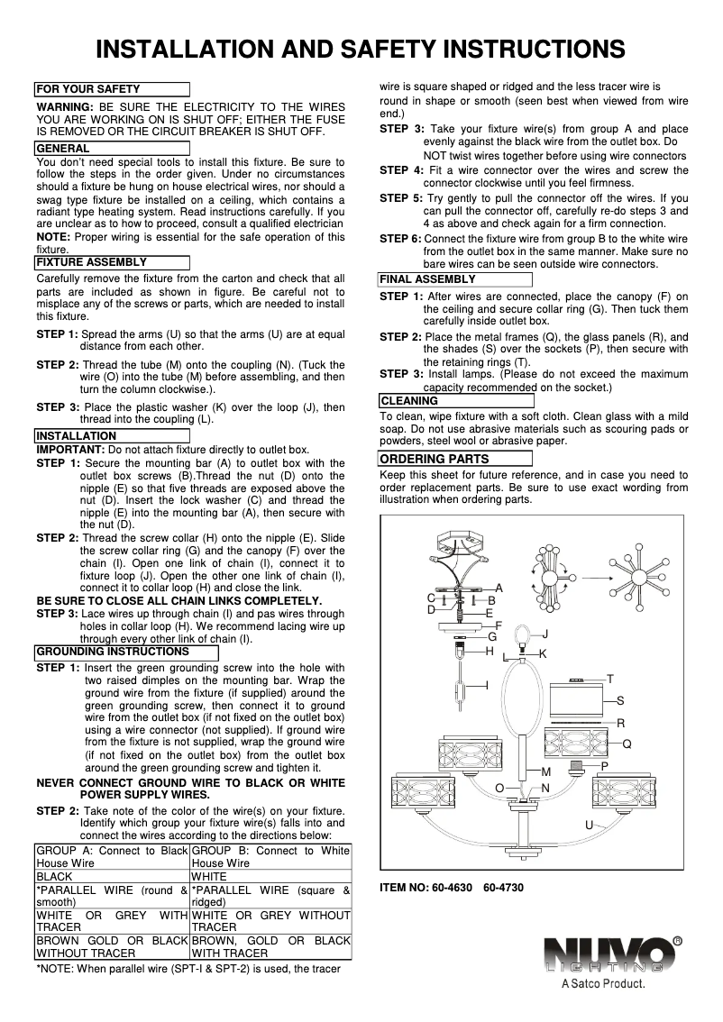 Page n°1 - Manuel utilisateur NUVO Harlow 60/4630
