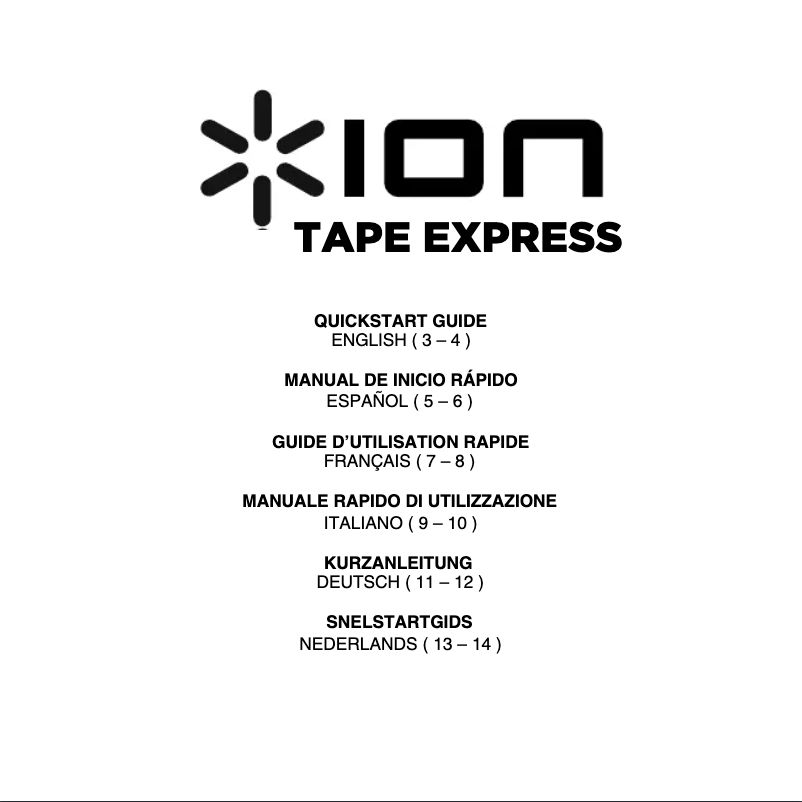 Page 1 de la notice Manuel utilisateur ION Tape Express +