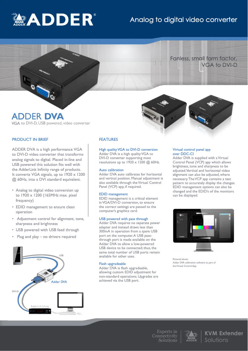 Page 1 de la notice Manuel utilisateur Adder ADDER-DVA