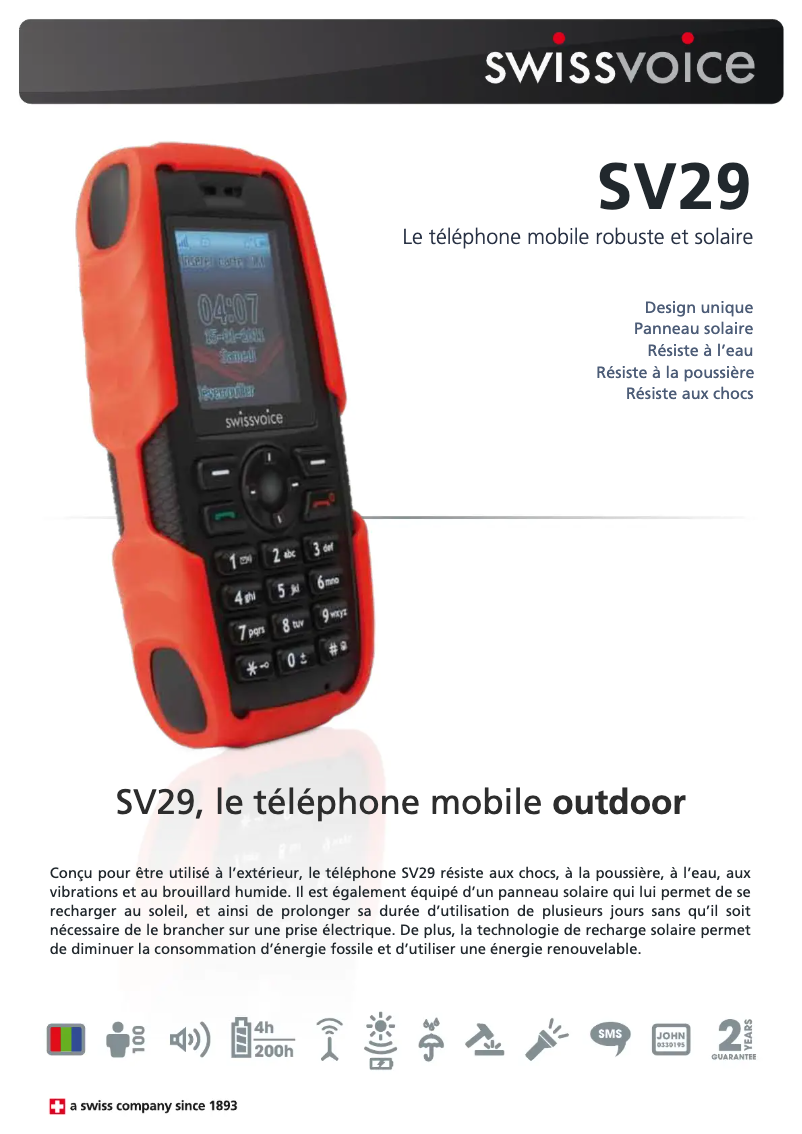 Página 1 del manual Ficha técnica Swissvoice SV29