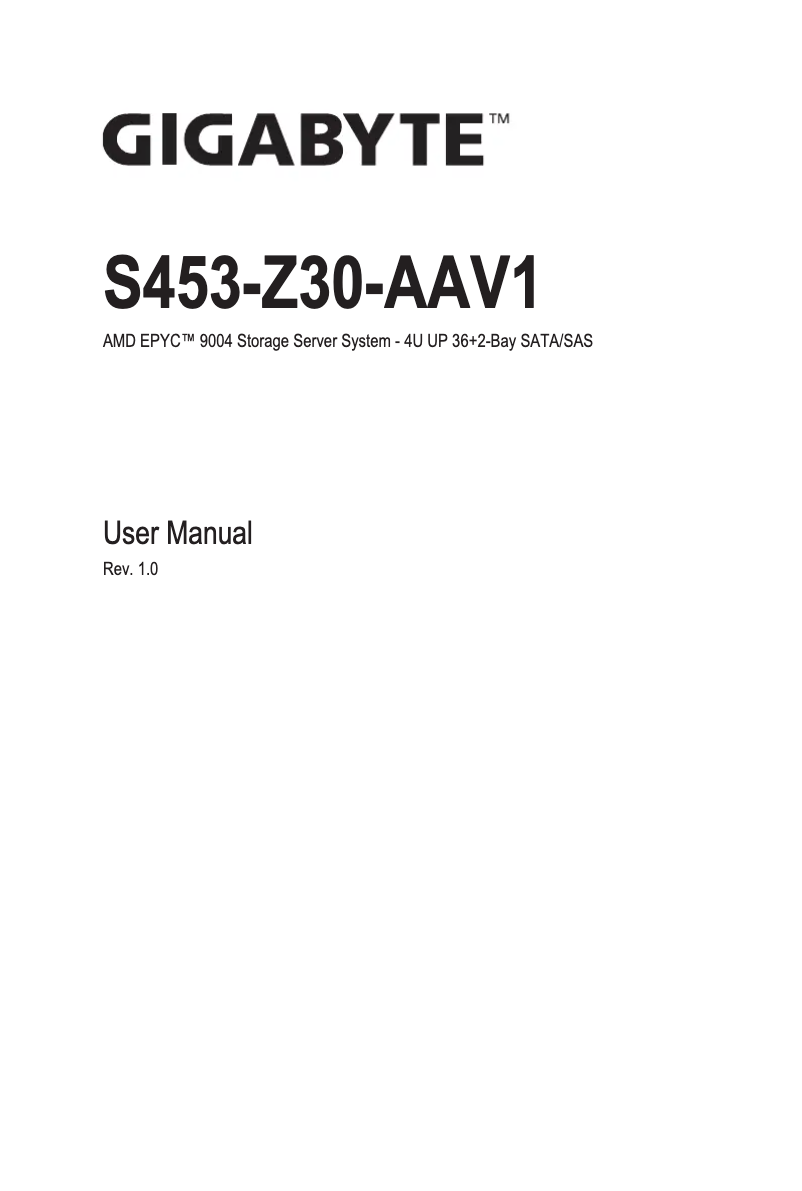 Page n°1 - Manuel utilisateur Gigabyte S453-Z30