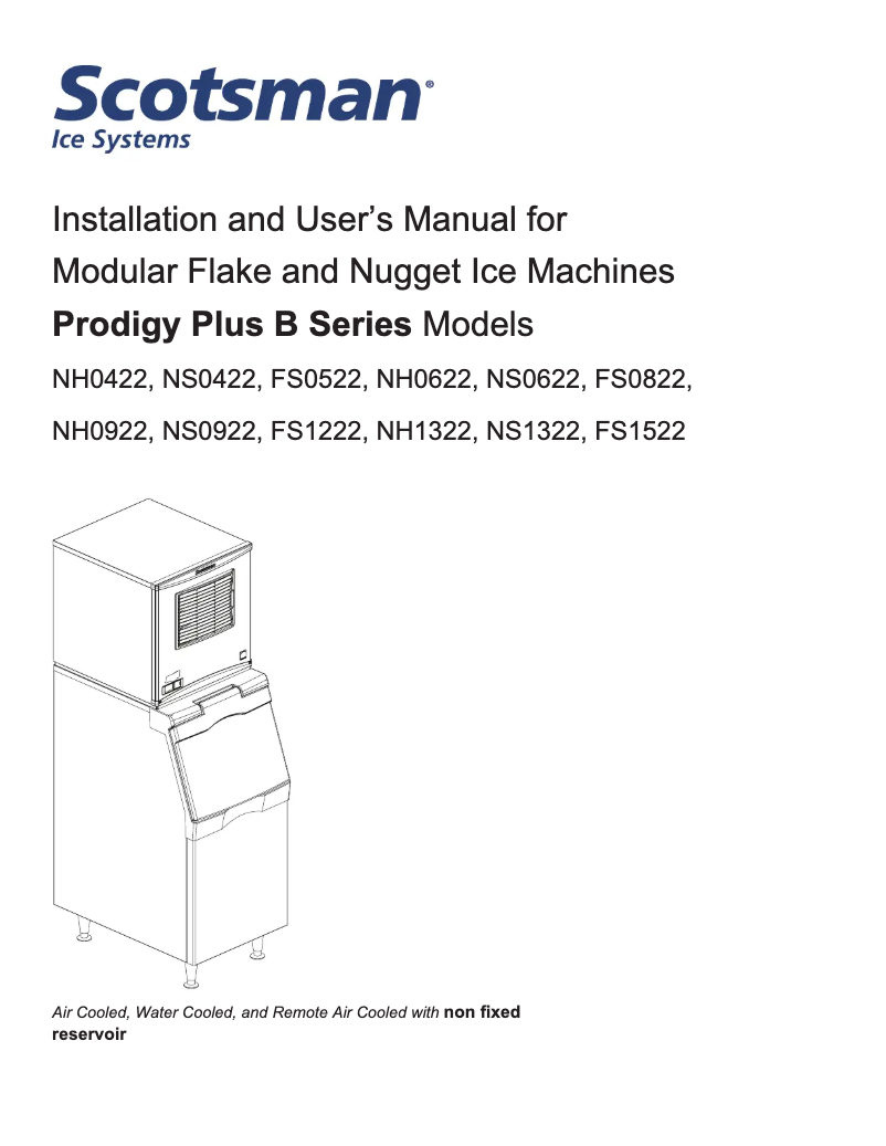 Page n°1 - Manuel utilisateur Scotsman Prodigy Plus FS1222