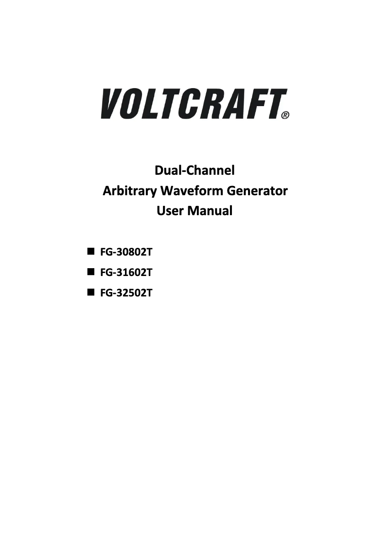 Page 1 de la notice Manuel utilisateur Voltcraft FG-31602T