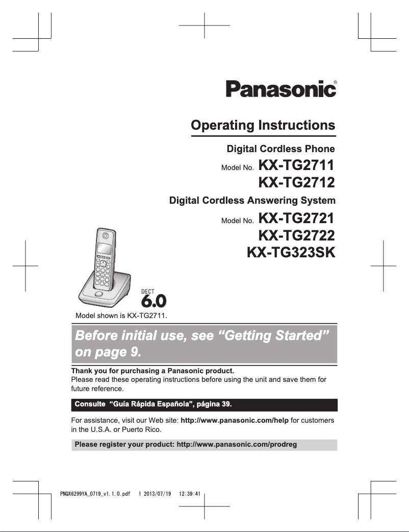 Página 1 del manual Manual de usuario Panasonic KX-TG2722