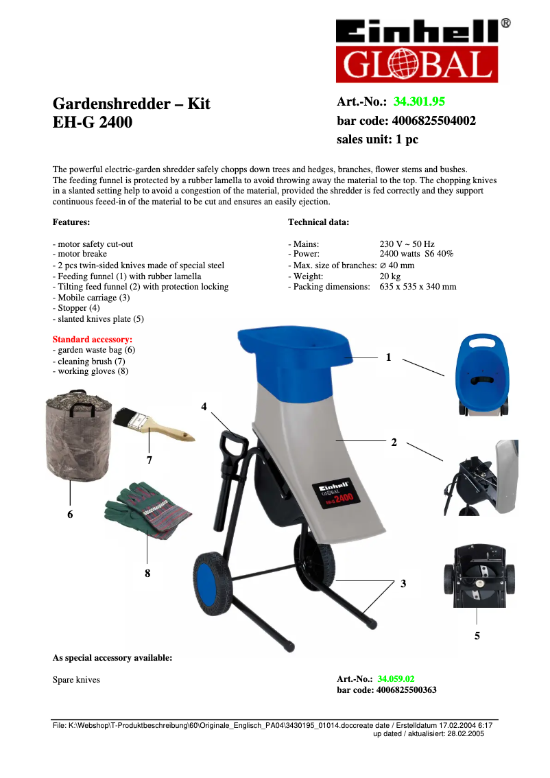 Page n°1 - Manuel utilisateur Global EH-G 2440