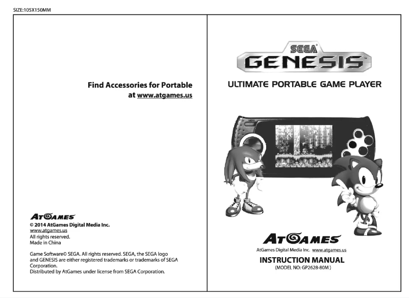 Page 1 de la notice Manuel utilisateur Sega GENESIS Portable