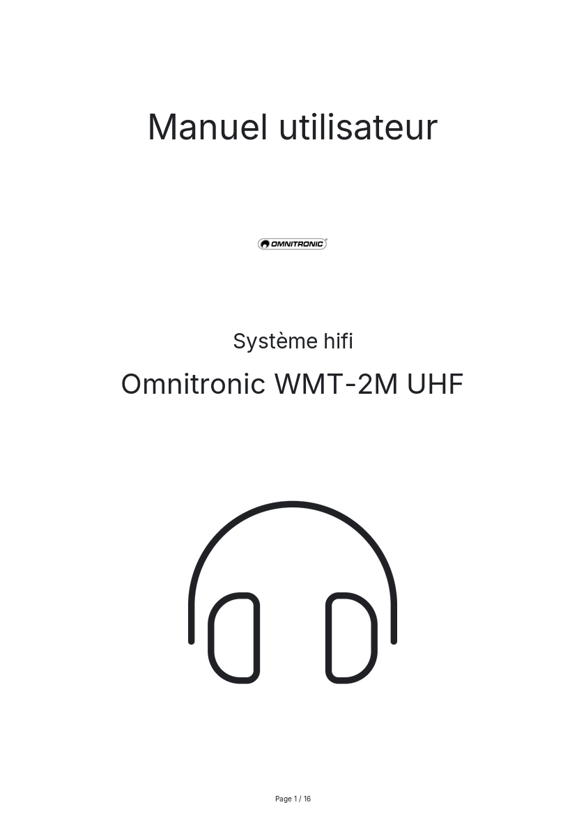 Image de la première page du manuel de l'appareil WMT-2M UHF