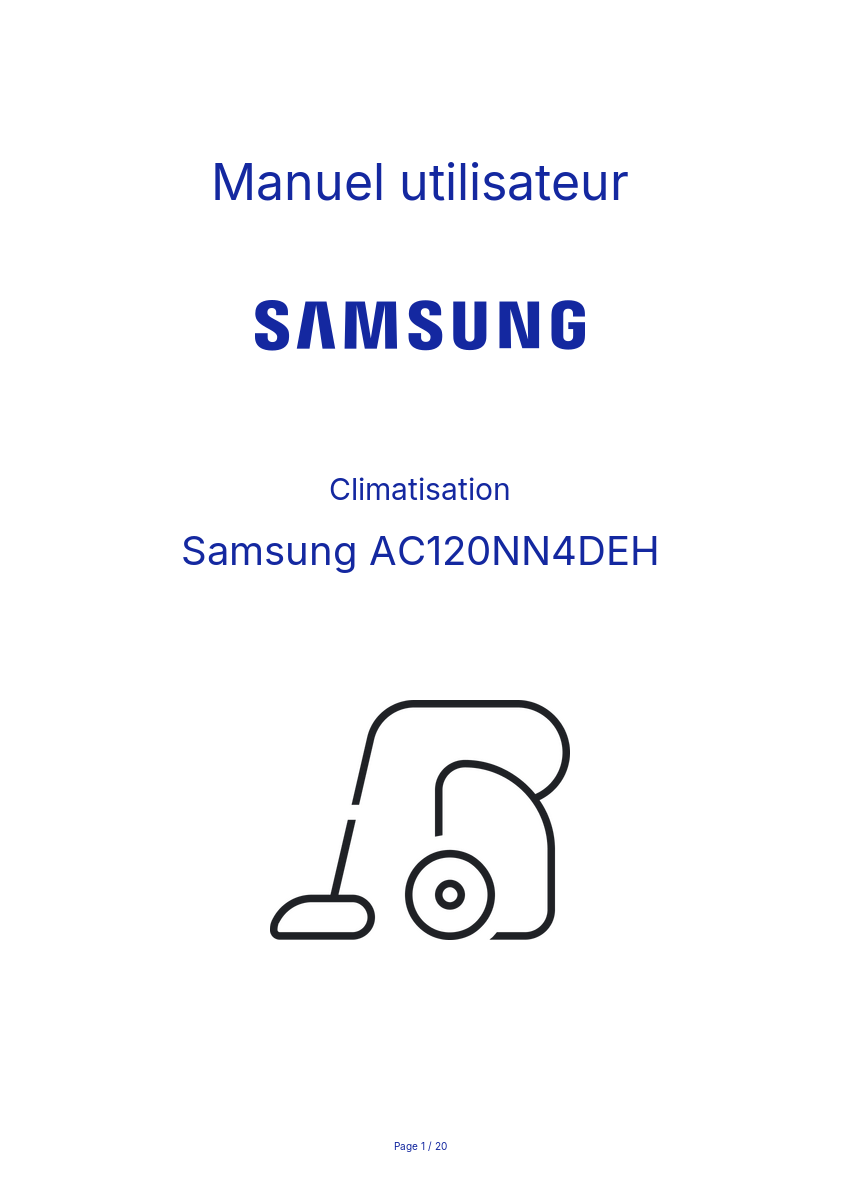 Page n°1 - Manuel utilisateur Samsung AC120NN4DEH