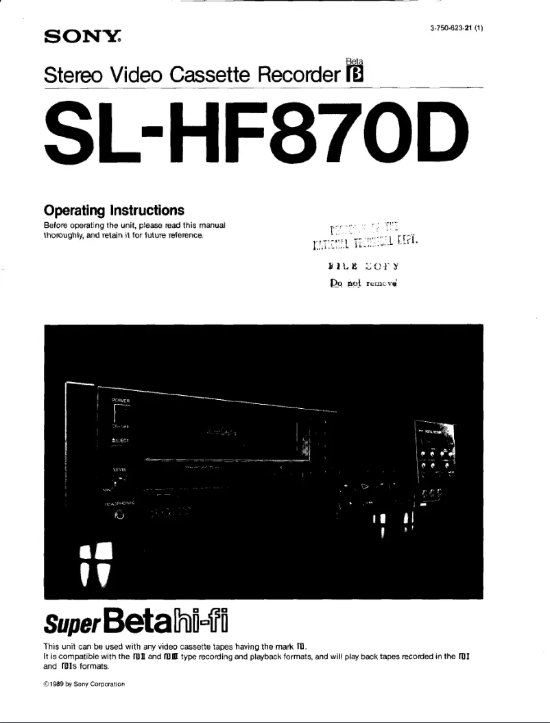 Page 1 de la notice Manuel utilisateur Sony SL-HF870D