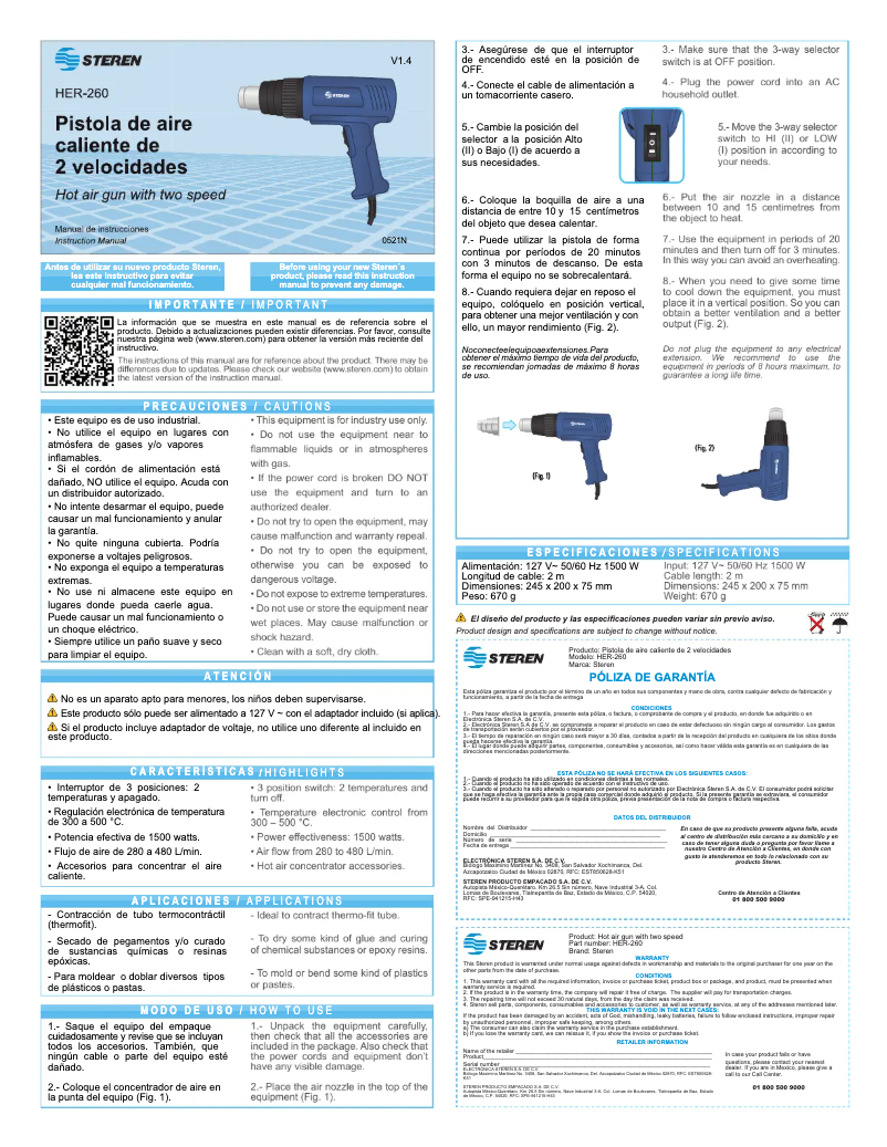 Image de la première page du manuel de l'appareil HER-260