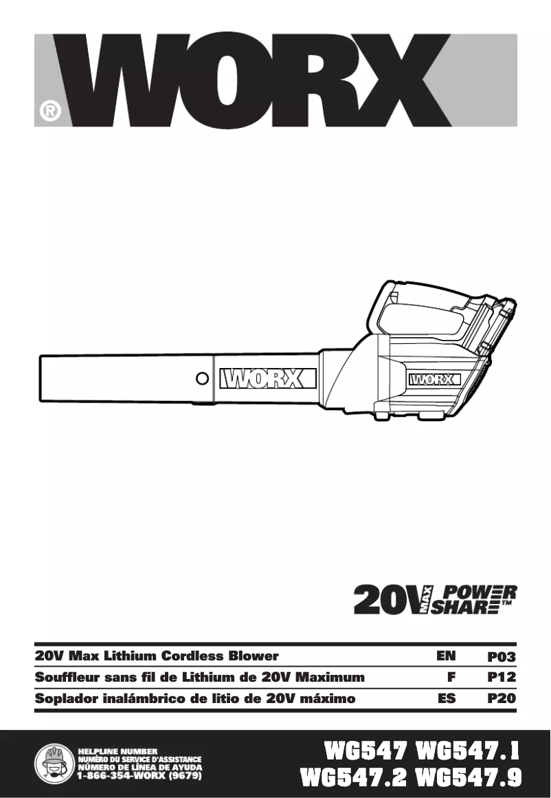 Page n°1 - Manuel utilisateur Worx WG547.1