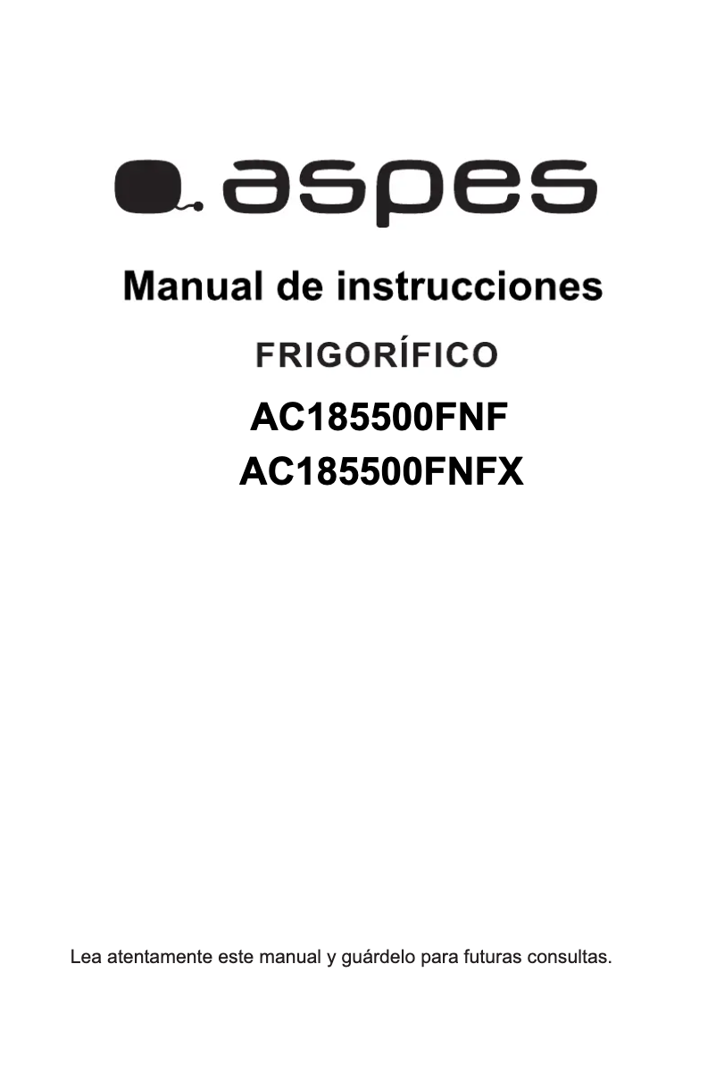 Page n°1 - Manuel utilisateur Aspes AC185500FNF