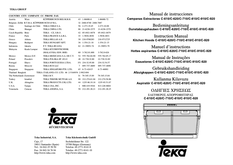 Page n°1 - Manuel utilisateur Teka C 620/610 Classic