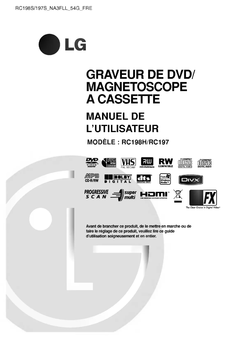 Image de la première page du manuel de l'appareil RC198S