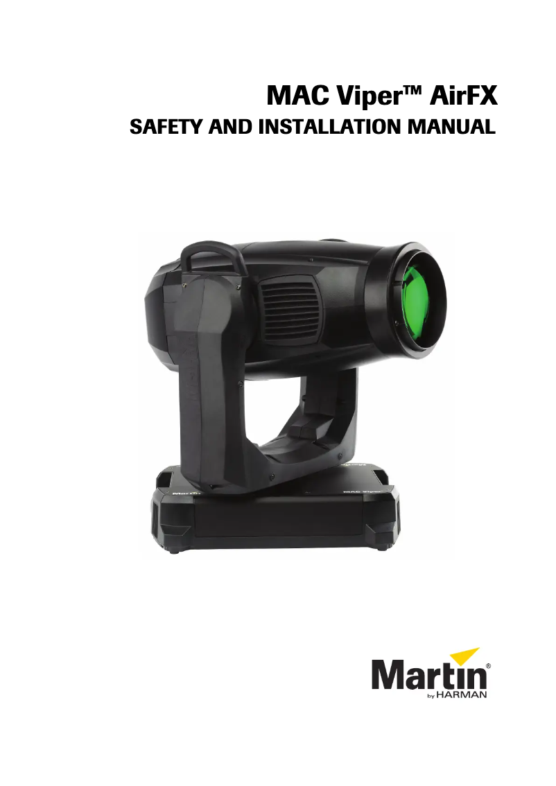 Page n°1 - Guide d'installation Martin MAC Viper AirFX
