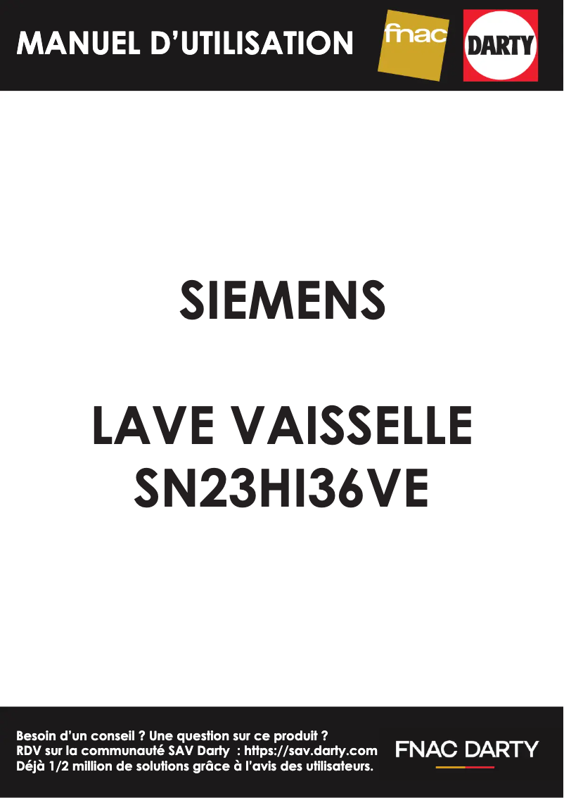Page n°1 - Manuel utilisateur Siemens SN23HI36VE