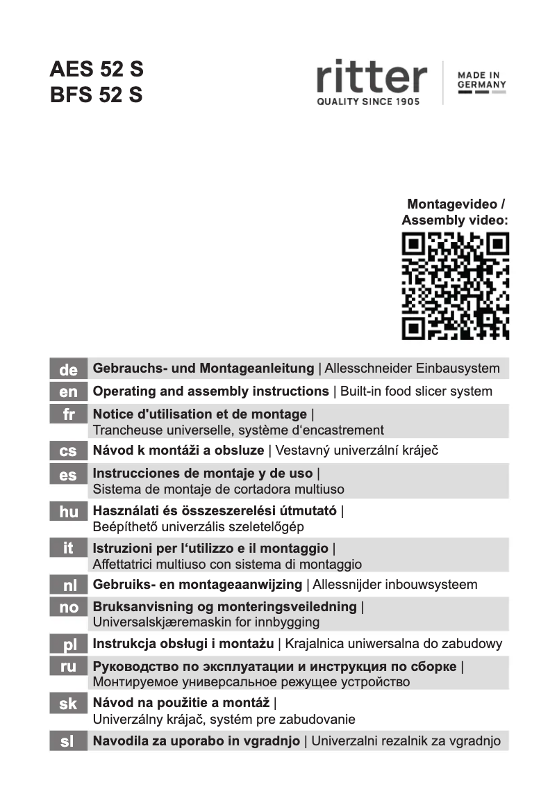 Page 1 de la notice Manuel utilisateur Ritter AES 52 S