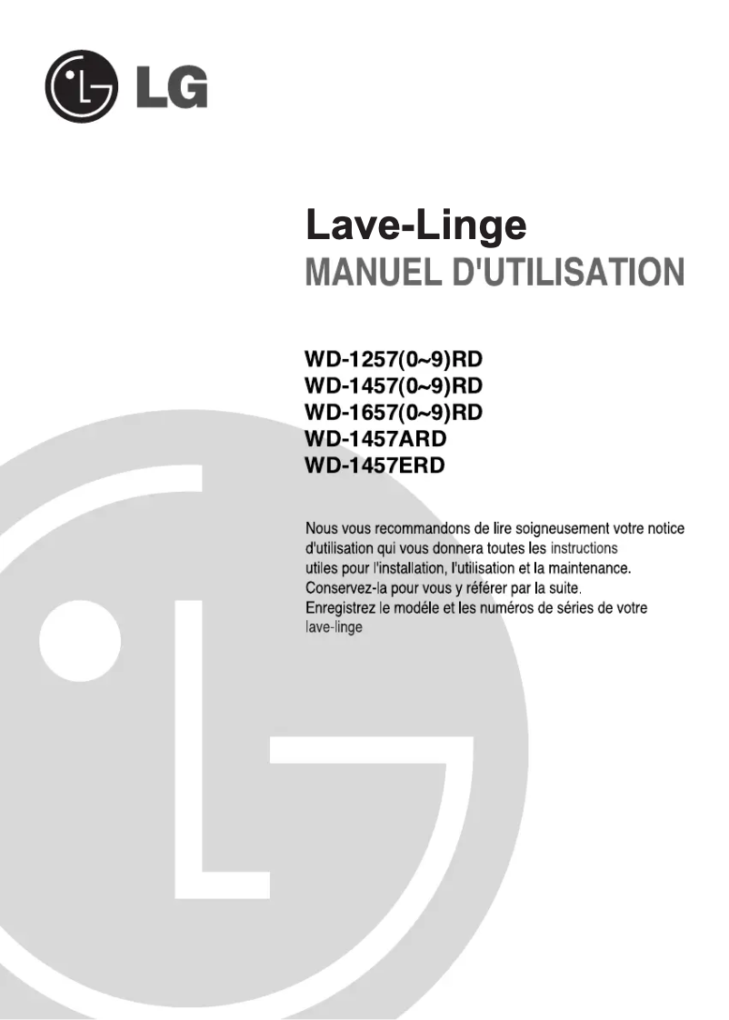 Page n°1 - Manuel utilisateur LG WD-1457ARD