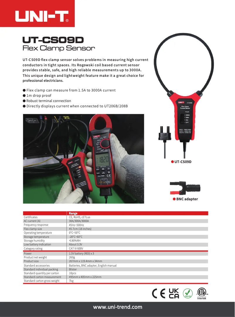 Page n°1 - Fiche technique Uni-T UT-CS09D
